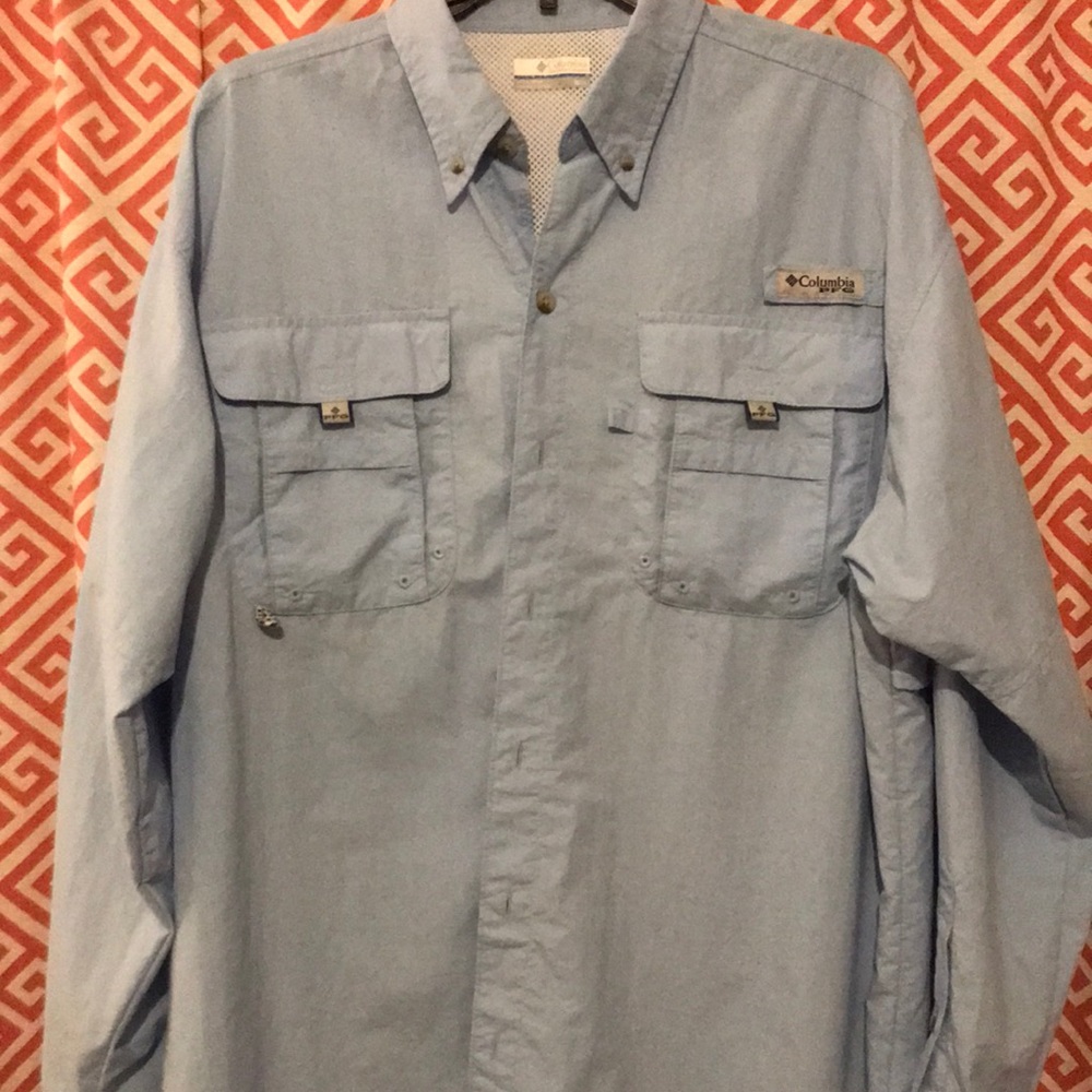 Columbia PFG men’s light blue long sleeve shirt